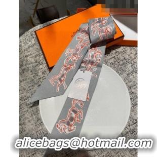 Pretty Style Hermes Twilly Silk Bandeau Scarf H71536 Grey 2023