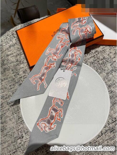 Pretty Style Hermes Twilly Silk Bandeau Scarf H71536 Grey 2023