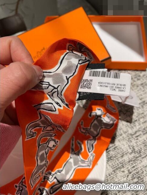 Unique Grade Hermes Twilly Silk Bandeau Scarf H71537 Orange 2023