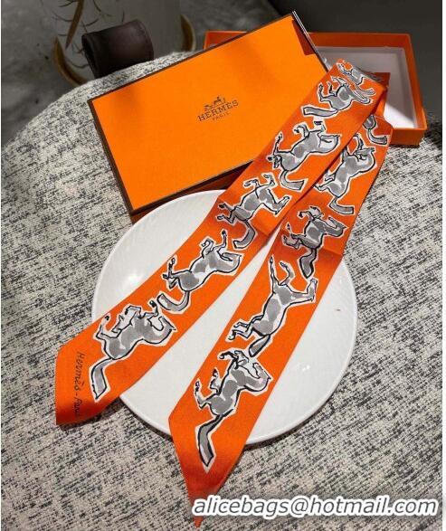 Unique Grade Hermes Twilly Silk Bandeau Scarf H71537 Orange 2023