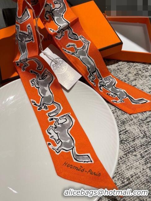 Unique Grade Hermes Twilly Silk Bandeau Scarf H71537 Orange 2023