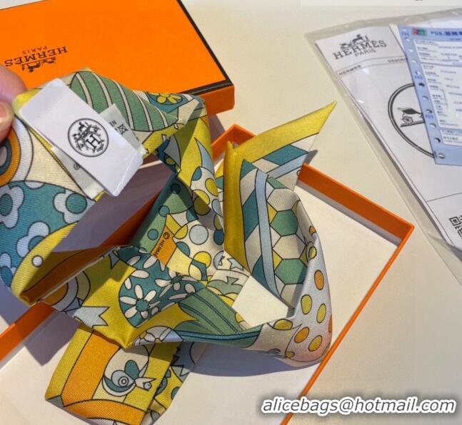 Super Quality Hermes Twilly Silk Bandeau Scarf H71808 Yellow 2023