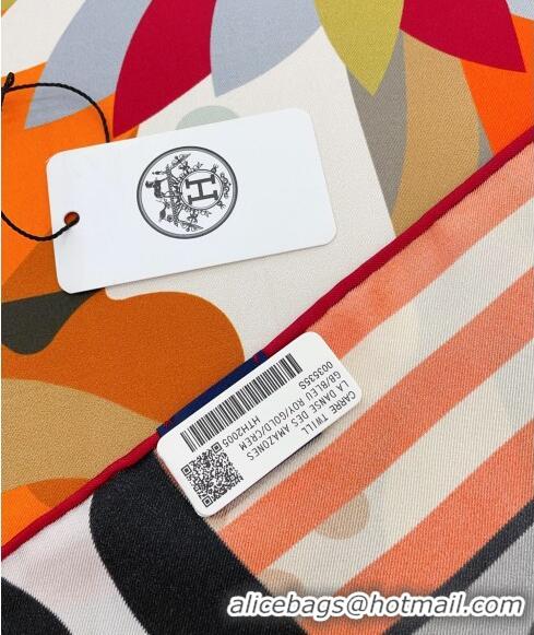 New Design Hermes Parade en Fanfare Detail Scarf 90x90cm H1904 Orange 2023