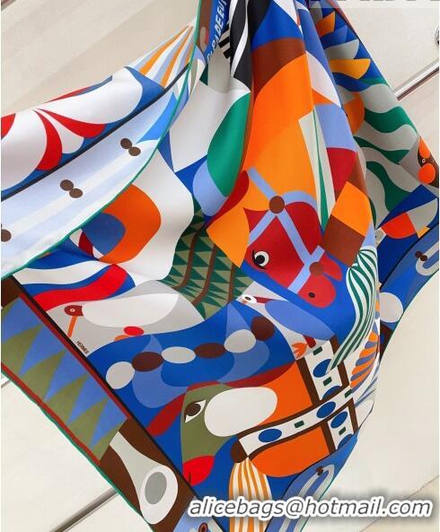 Shop Inexpensive Hermes Parade en Fanfare Detail Scarf 90x90cm H1904 Blue 2023