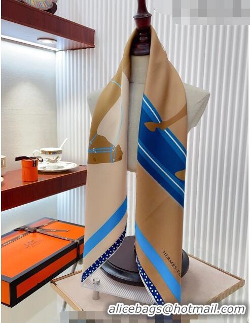 Promotional Hermes Surfing Fan Silk Sqaure Scarf 90x90cm H1905 Beige 2023