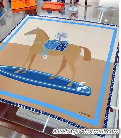 Promotional Hermes Surfing Fan Silk Sqaure Scarf 90x90cm H1905 Beige 2023