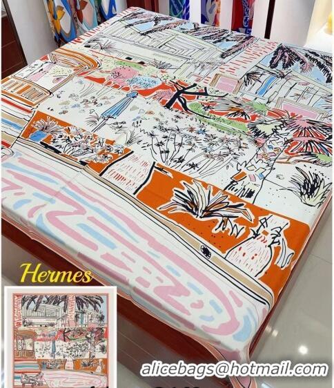 Famous Brand Hermes Rayures d'Ete Shawl Scarf 140cm H3001 Pink 2023