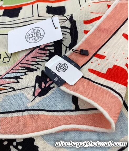 Famous Brand Hermes Rayures d'Ete Shawl Scarf 140cm H3001 Pink 2023