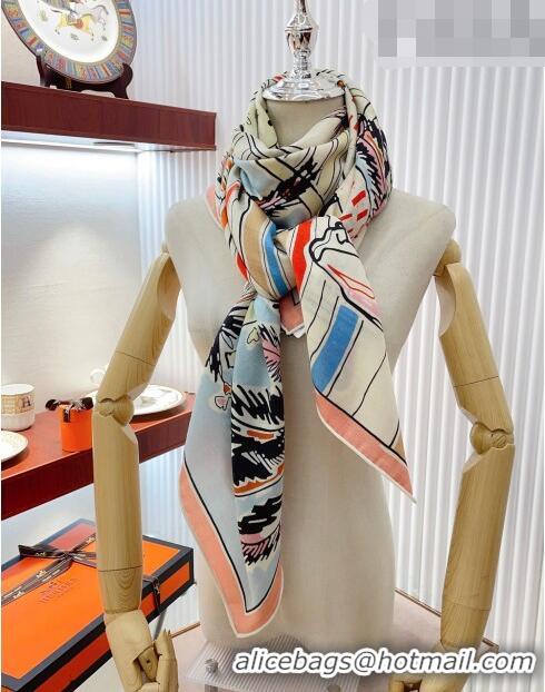 Famous Brand Hermes Rayures d'Ete Shawl Scarf 140cm H3001 Pink 2023