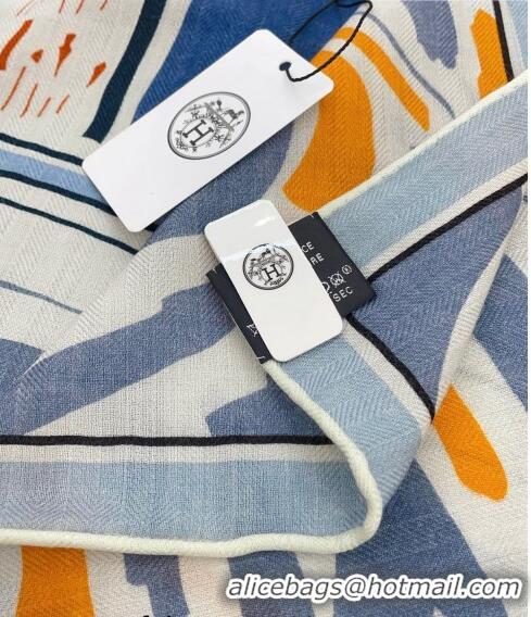 Traditional Specials Hermes Rayures d'Ete Shawl Scarf 140cm H3001 Blue 2023