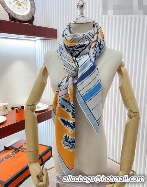 Traditional Specials Hermes Rayures d'Ete Shawl Scarf 140cm H3001 Blue 2023