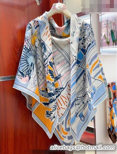 Traditional Specials Hermes Rayures d'Ete Shawl Scarf 140cm H3001 Blue 2023