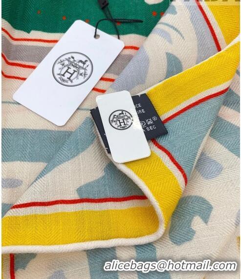 Top Quality Hermes Rayures d'Ete Shawl Scarf 140cm H3001 Yellow 2023