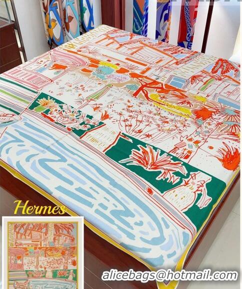 Top Quality Hermes Rayures d'Ete Shawl Scarf 140cm H3001 Yellow 2023