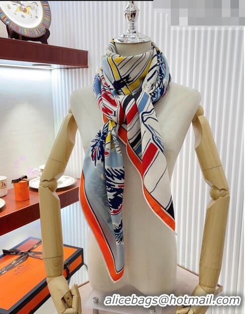 Good Taste Hermes Rayures d'Ete Shawl Scarf 140cm H3001 Orange 2023