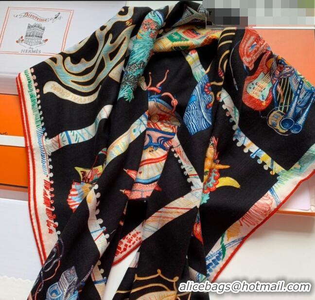 Good Looking Hermes Chevaloscope Shawl Scarf 140cm H3005 Black 2023