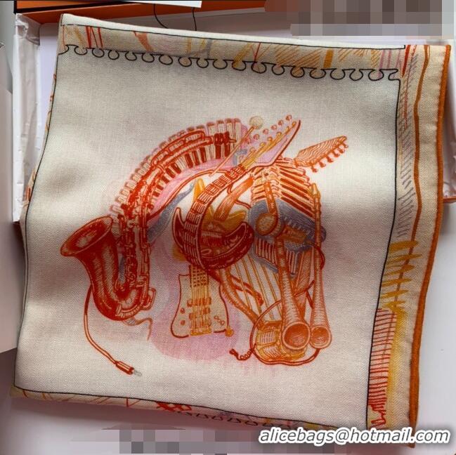 Luxury Cheap Hermes Chevaloscope Shawl Scarf 140cm H3005 White/Orange 2023