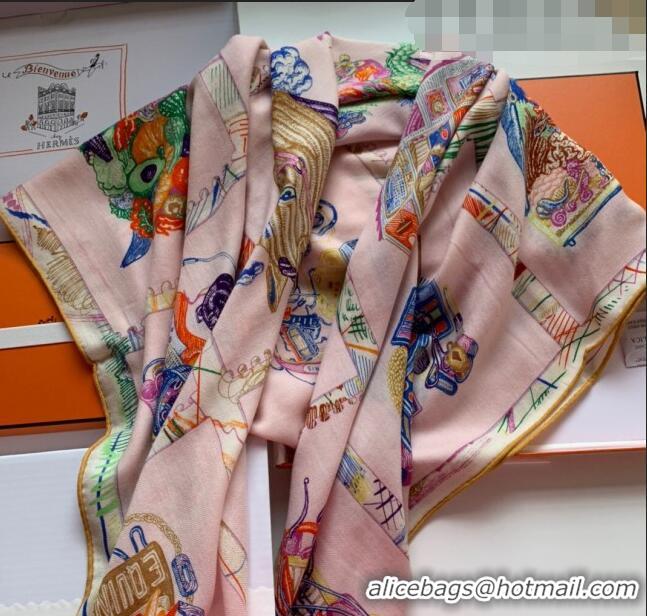 Fashion Discount Hermes Chevaloscope Shawl Scarf 140cm H3005 Light Pink 2023