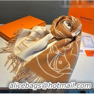 New Design Hermes Long Scarf 40x195cm H082201 Light Brown 2023