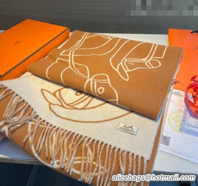 New Design Hermes Long Scarf 40x195cm H082201 Light Brown 2023