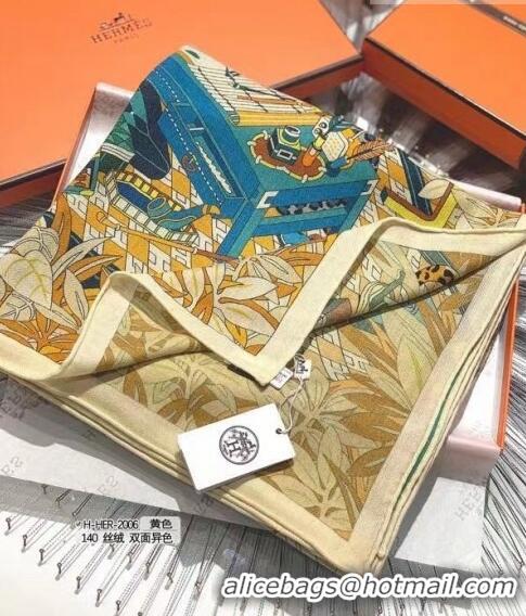 Super Quality Hermes Cashmere & Silk Sqaure Shawl 140cm H082202 Yellow 2023