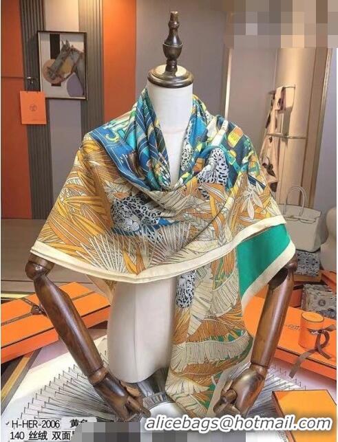 Super Quality Hermes Cashmere & Silk Sqaure Shawl 140cm H082202 Yellow 2023