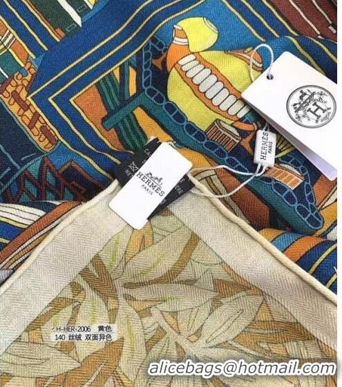 Super Quality Hermes Cashmere & Silk Sqaure Shawl 140cm H082202 Yellow 2023