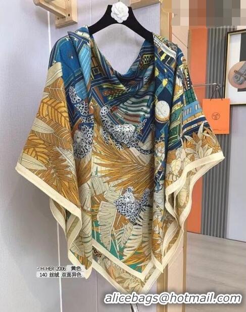 Super Quality Hermes Cashmere & Silk Sqaure Shawl 140cm H082202 Yellow 2023