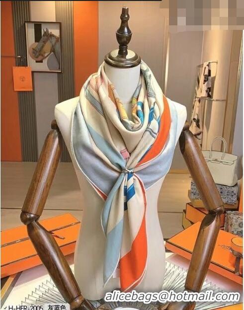 Luxury Discount Hermes Cashmere & Silk Sqaure Shawl 140cm H082203 Dusty Blue 2023