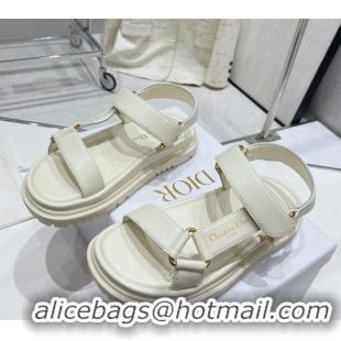 Best Product Dior D-Wave Strap Sandals in White Lambskin 606001