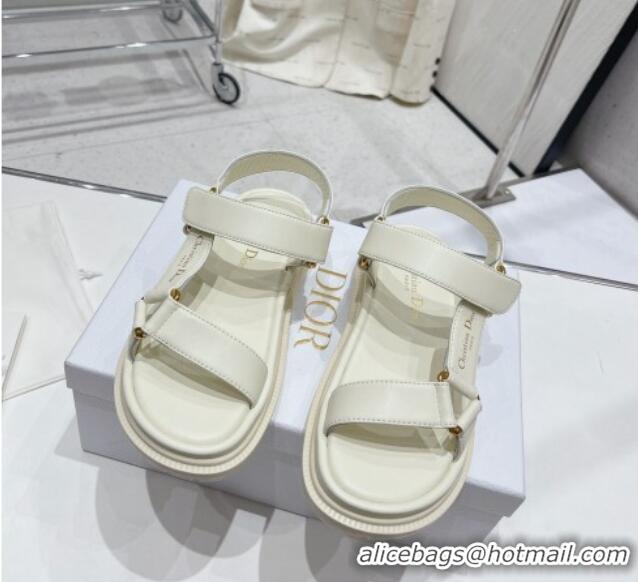 Best Product Dior D-Wave Strap Sandals in White Lambskin 606001