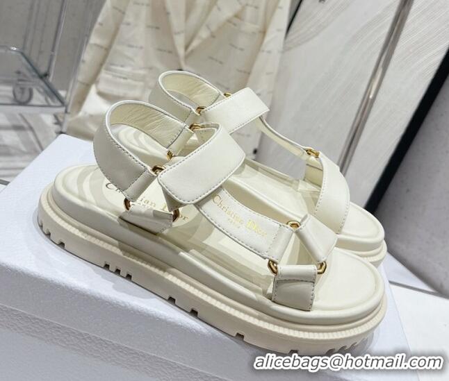 Best Product Dior D-Wave Strap Sandals in White Lambskin 606001