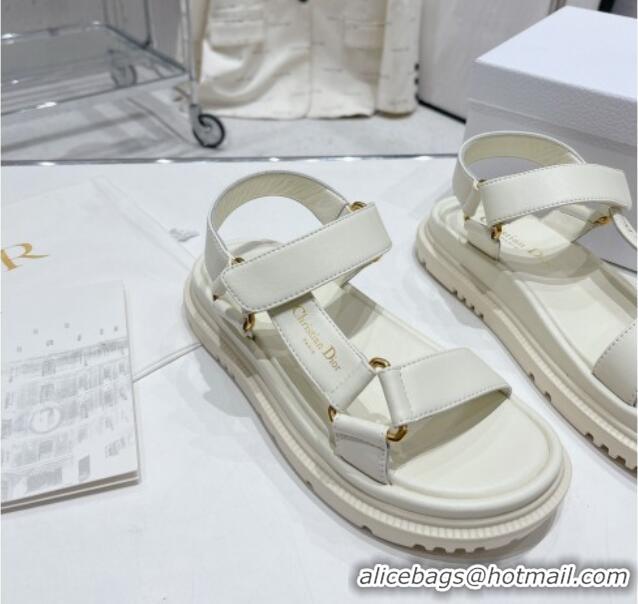 Best Product Dior D-Wave Strap Sandals in White Lambskin 606001