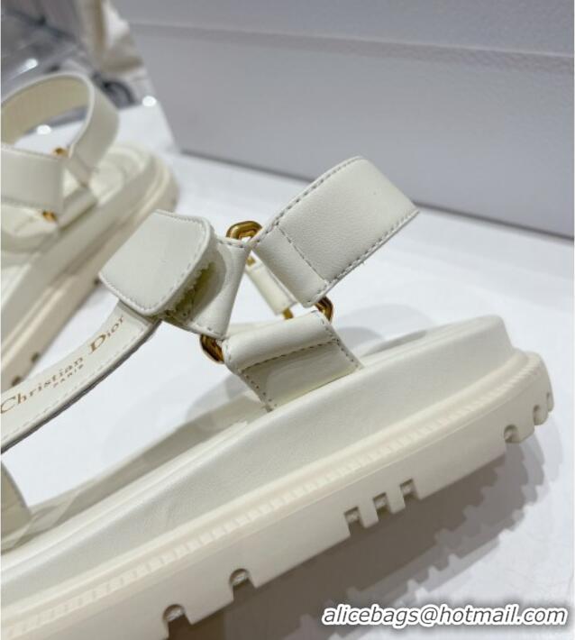 Best Product Dior D-Wave Strap Sandals in White Lambskin 606001