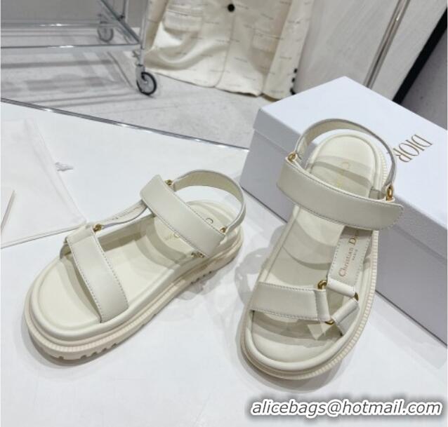 Best Product Dior D-Wave Strap Sandals in White Lambskin 606001