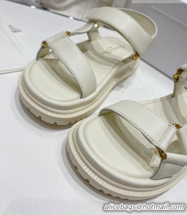 Best Product Dior D-Wave Strap Sandals in White Lambskin 606001