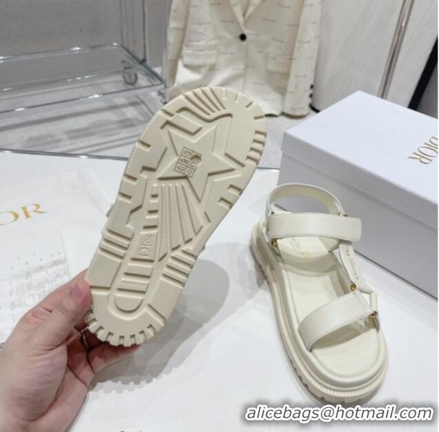 Best Product Dior D-Wave Strap Sandals in White Lambskin 606001