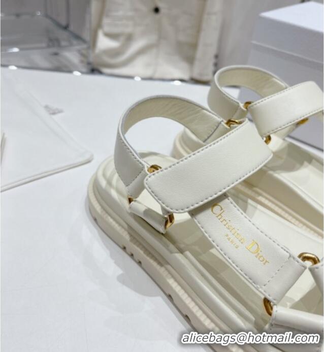 Best Product Dior D-Wave Strap Sandals in White Lambskin 606001