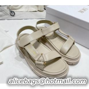 Good Looking Dior D-Wave Strap Sandals in Beige Lambskin 606002