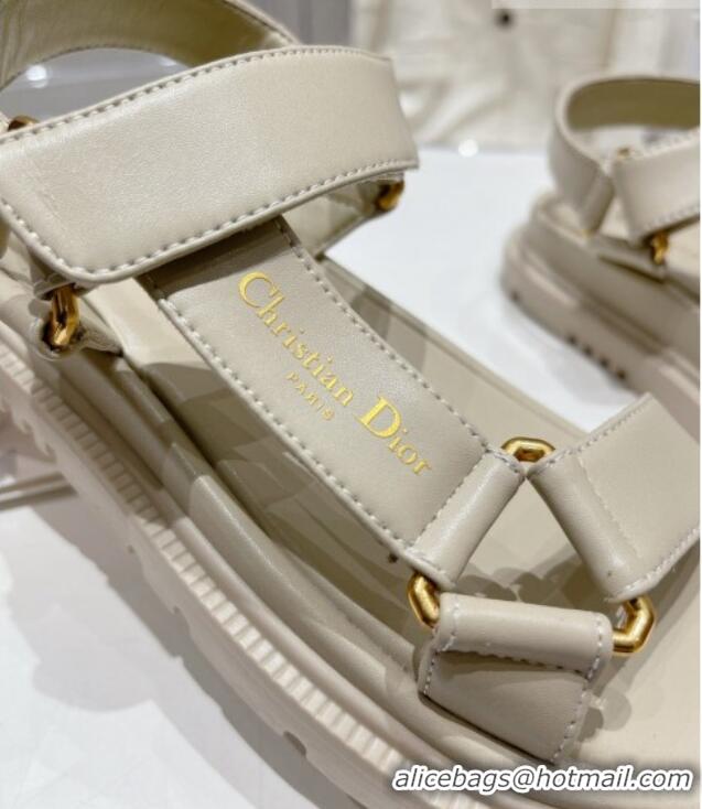 Good Looking Dior D-Wave Strap Sandals in Beige Lambskin 606002