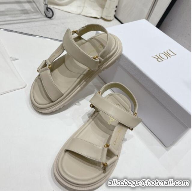 Good Looking Dior D-Wave Strap Sandals in Beige Lambskin 606002