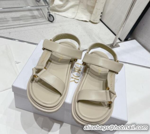 Good Looking Dior D-Wave Strap Sandals in Beige Lambskin 606002