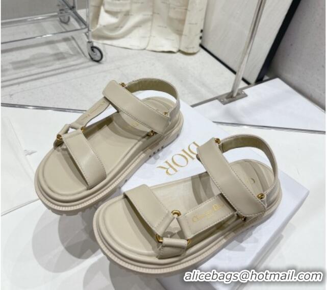 Good Looking Dior D-Wave Strap Sandals in Beige Lambskin 606002