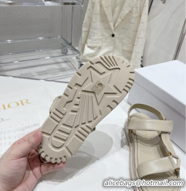 Good Looking Dior D-Wave Strap Sandals in Beige Lambskin 606002