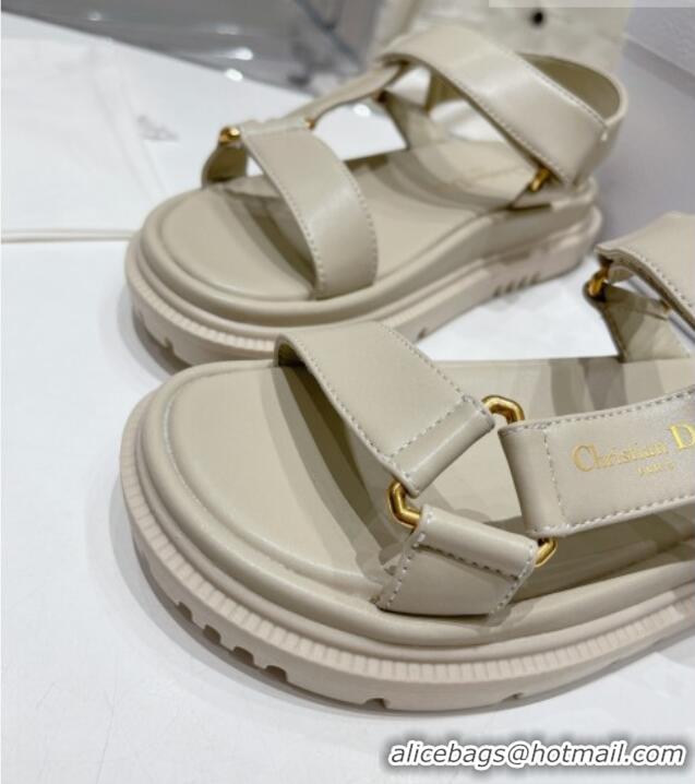 Good Looking Dior D-Wave Strap Sandals in Beige Lambskin 606002