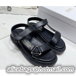 Good Product Dior D-Wave Strap Sandals in Black Lambskin 606004