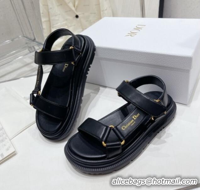 Good Product Dior D-Wave Strap Sandals in Black Lambskin 606004