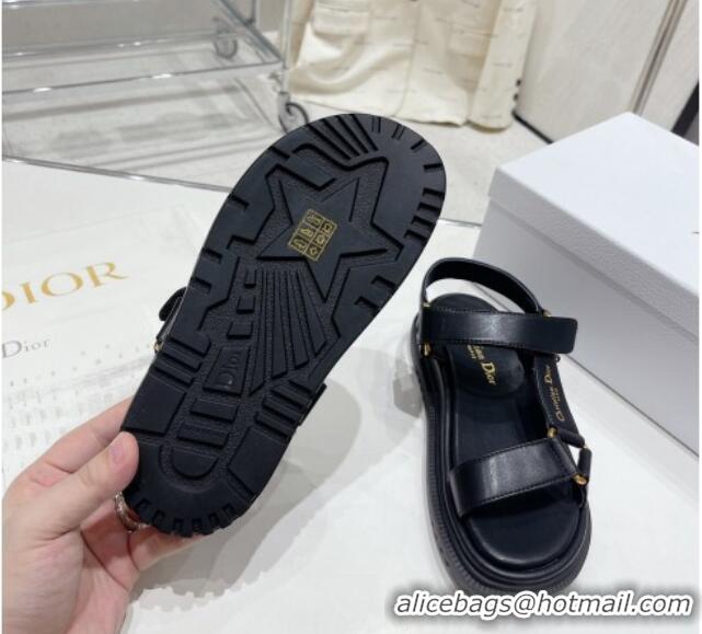 Good Product Dior D-Wave Strap Sandals in Black Lambskin 606004