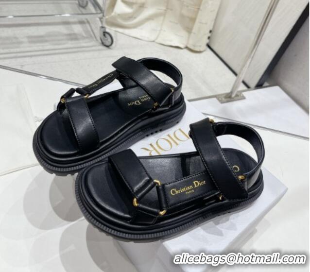 Good Product Dior D-Wave Strap Sandals in Black Lambskin 606004