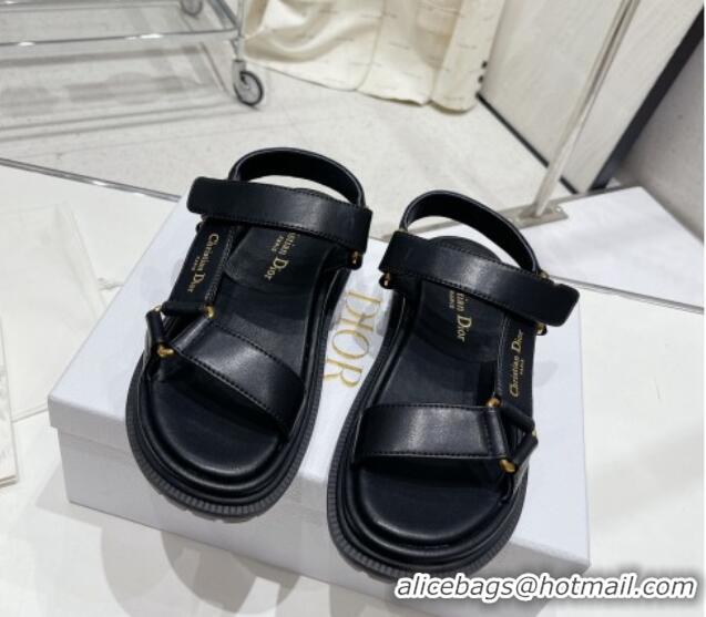 Good Product Dior D-Wave Strap Sandals in Black Lambskin 606004